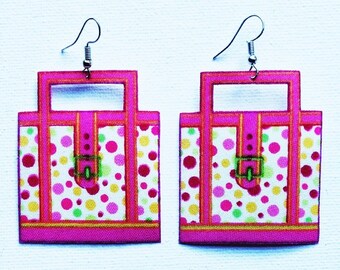 Orecchini a borsa, Orecchini a borsetta, Gioielli per borsetta, Gioielli per borsetta, Orecchini in tessuto per borsetta, Borse fatte a mano, Regalo per un'amica, Borsa in tessuto