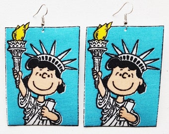 Statue of Liberty Earrings, Liberty Fabric Earrings, New York City Earrings, NYC Jewelry, New Yorker Gift, Patriotic Earrings, Handmade Gift
