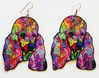 Rainbow Poodle Earrings, Poodle Fabric Earrings, Dog Jewelry, Handmade Dog Earrings, Colorful Poodles, Gift for Dog Lover, Poodle Jewellery
