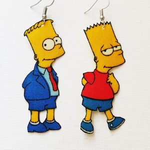 Bart Fabric Earrings, Simpson Earrings, Bart Fan Gift, Bart Jewelry, Simpson Fabric, Cartoon Earrings, Simpson Cartoons, Handmade Barts