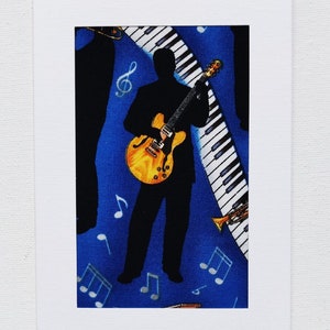 Gitaar speler kaart, gitaar wenskaart, man gitaar spelen, gitaar kaart, gitaar Guy kaart, gitaar stof, stof kaart, stof wenskaart
