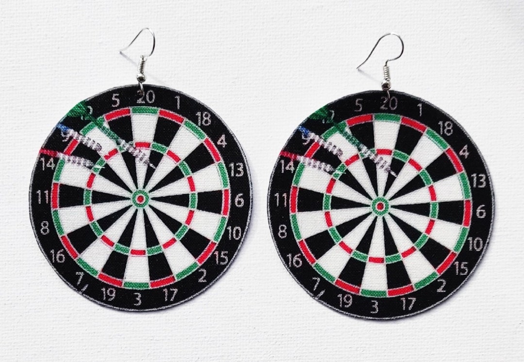 Dart Board Earrings Dartboard Fabric Earrings Darts Etsy
