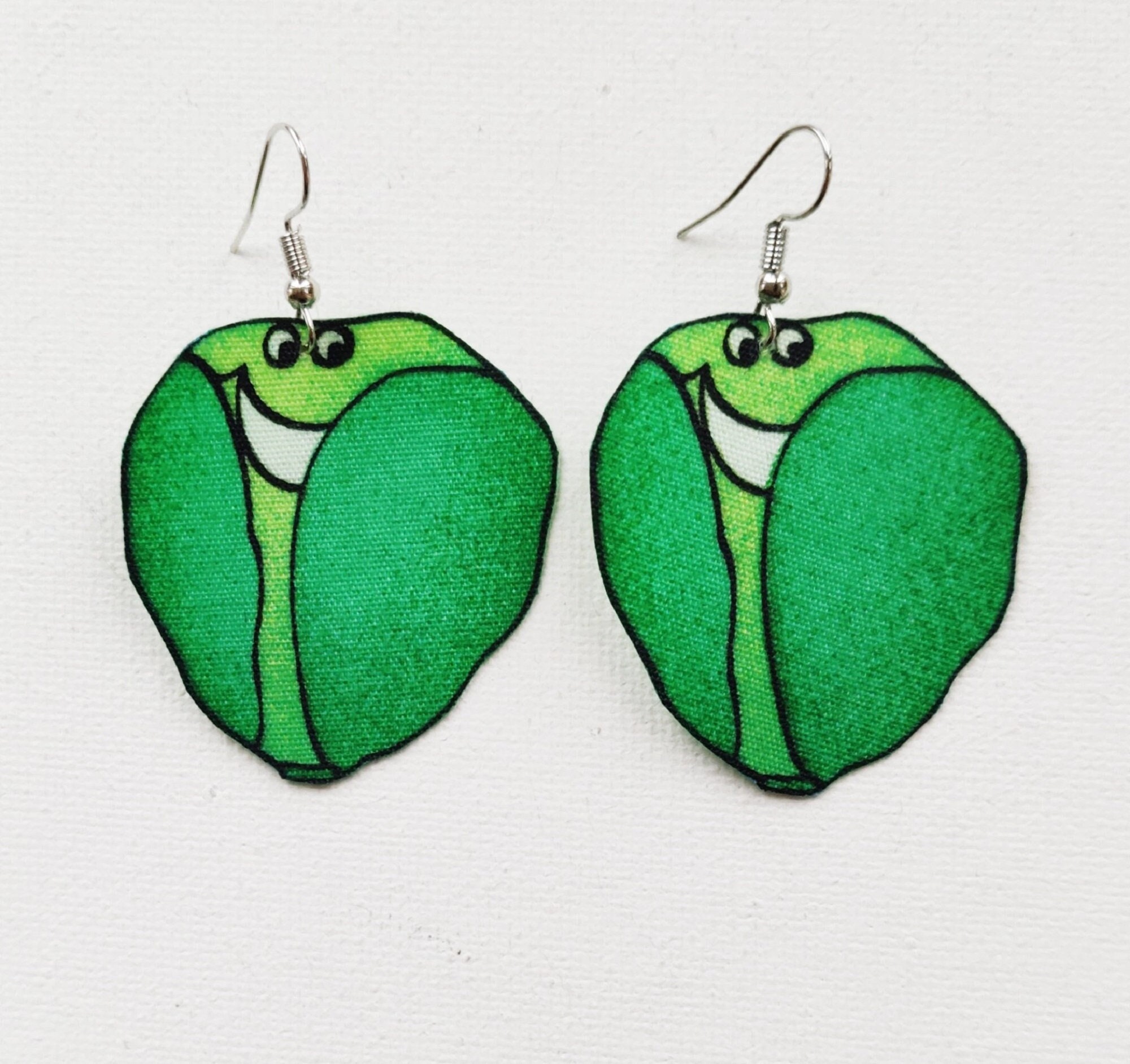 Sprout Earrings, Brussels Sprout Art, Christmas Dinner, Vegetable Earrings, Sprout Fabric Earrings, Handmade Sprouts, Sprout Lover Gift