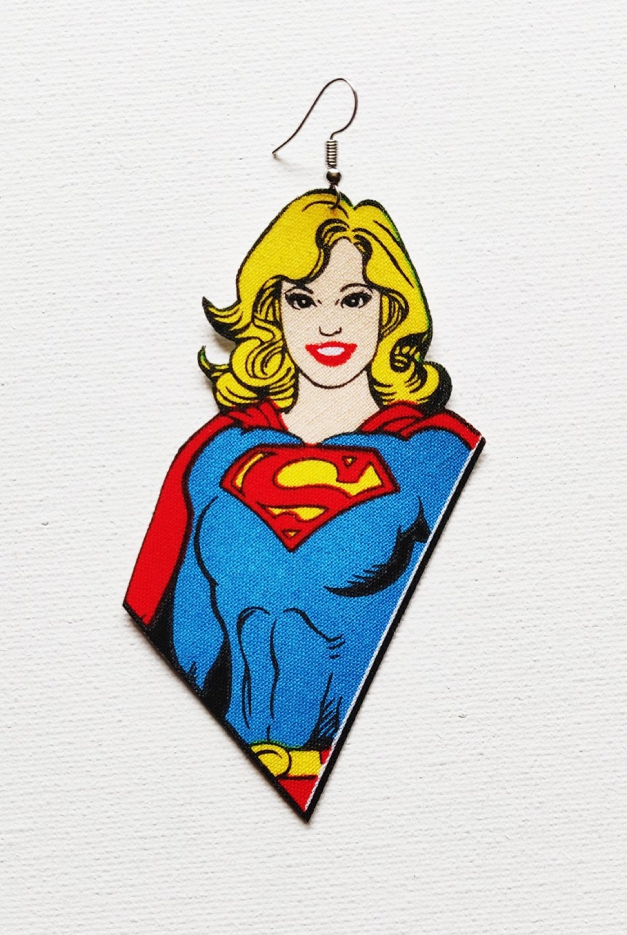 Supergirl Earrings Supergirl Fabric Earrings Supergirl Jewelry