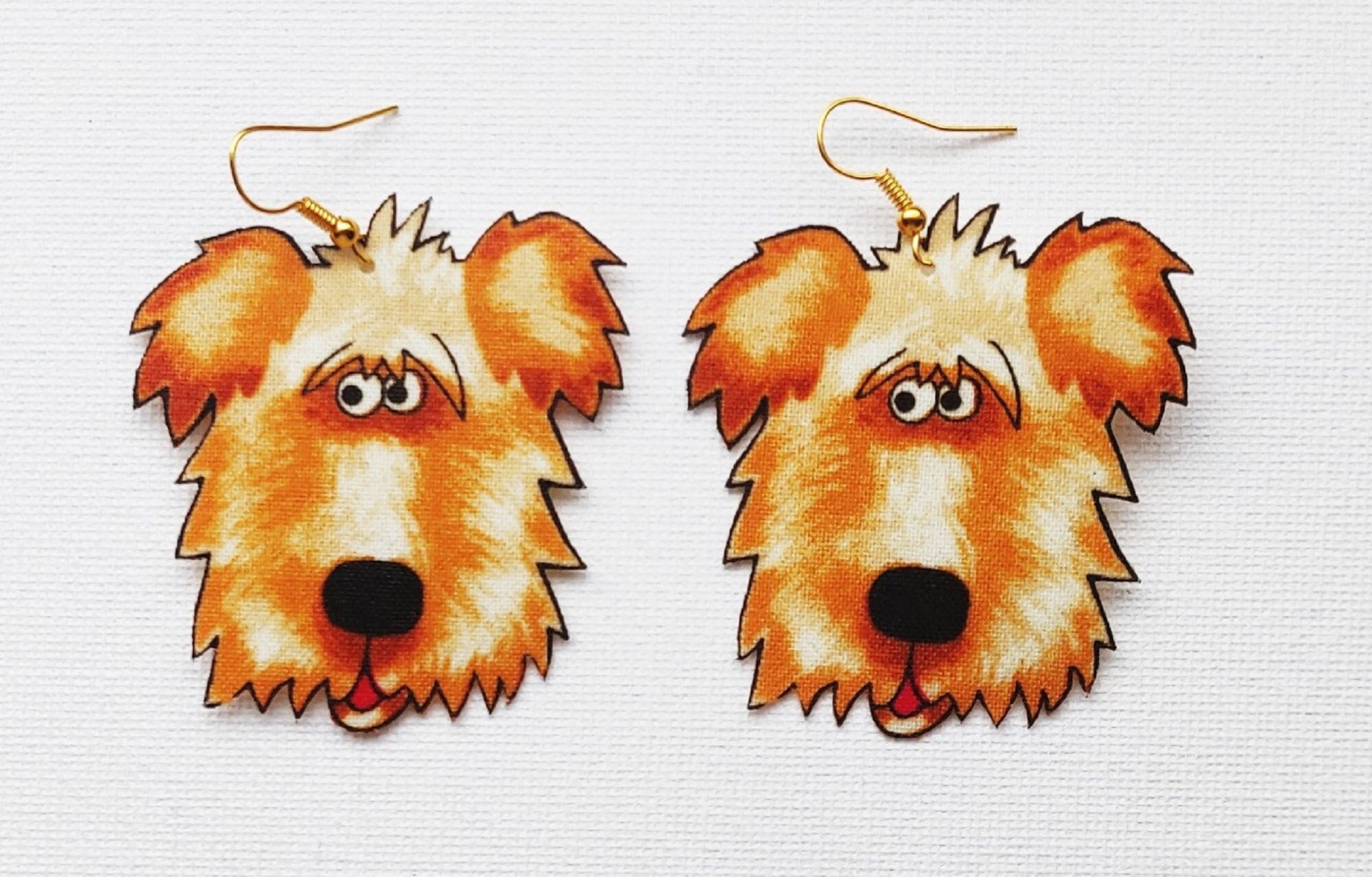 Fluffy Dog Earrings Fabric Earrings Cute Dog Earrings Gift Etsy UK