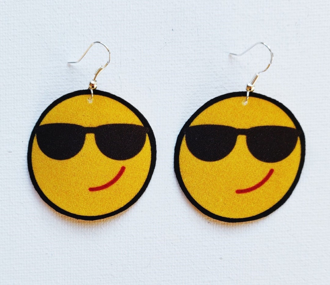 Emoji Earrings, Emoji Fabric Earrings, Emoji Dangle Earrings, Handmade