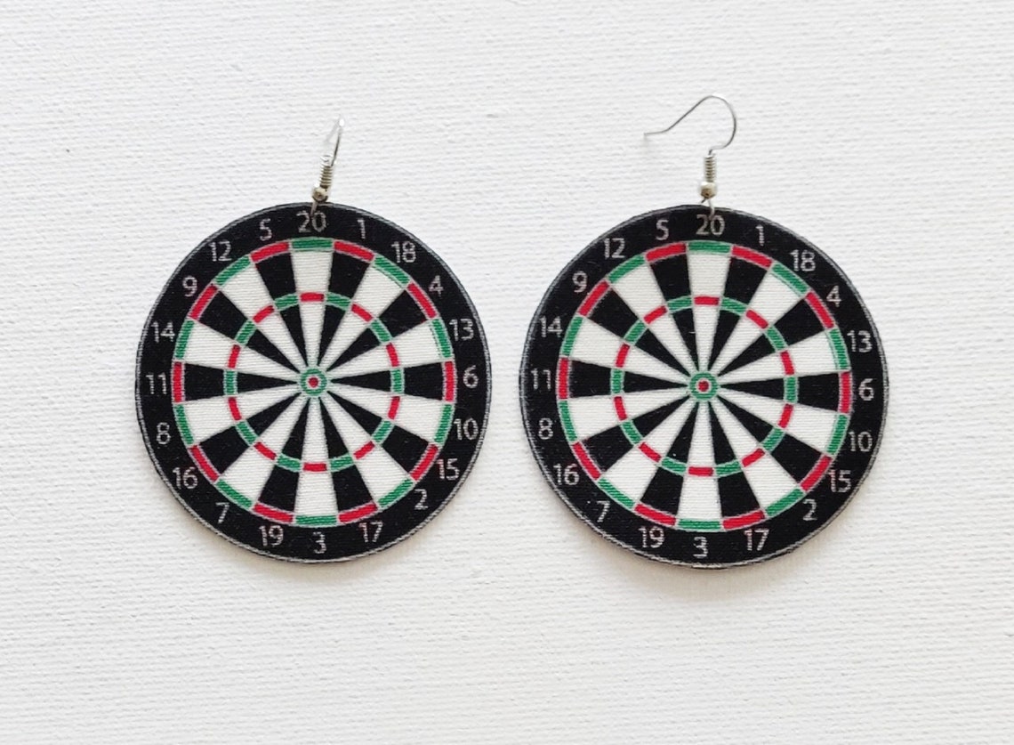 Dart Board Earrings Dartboard Fabric Earrings Darts Etsy