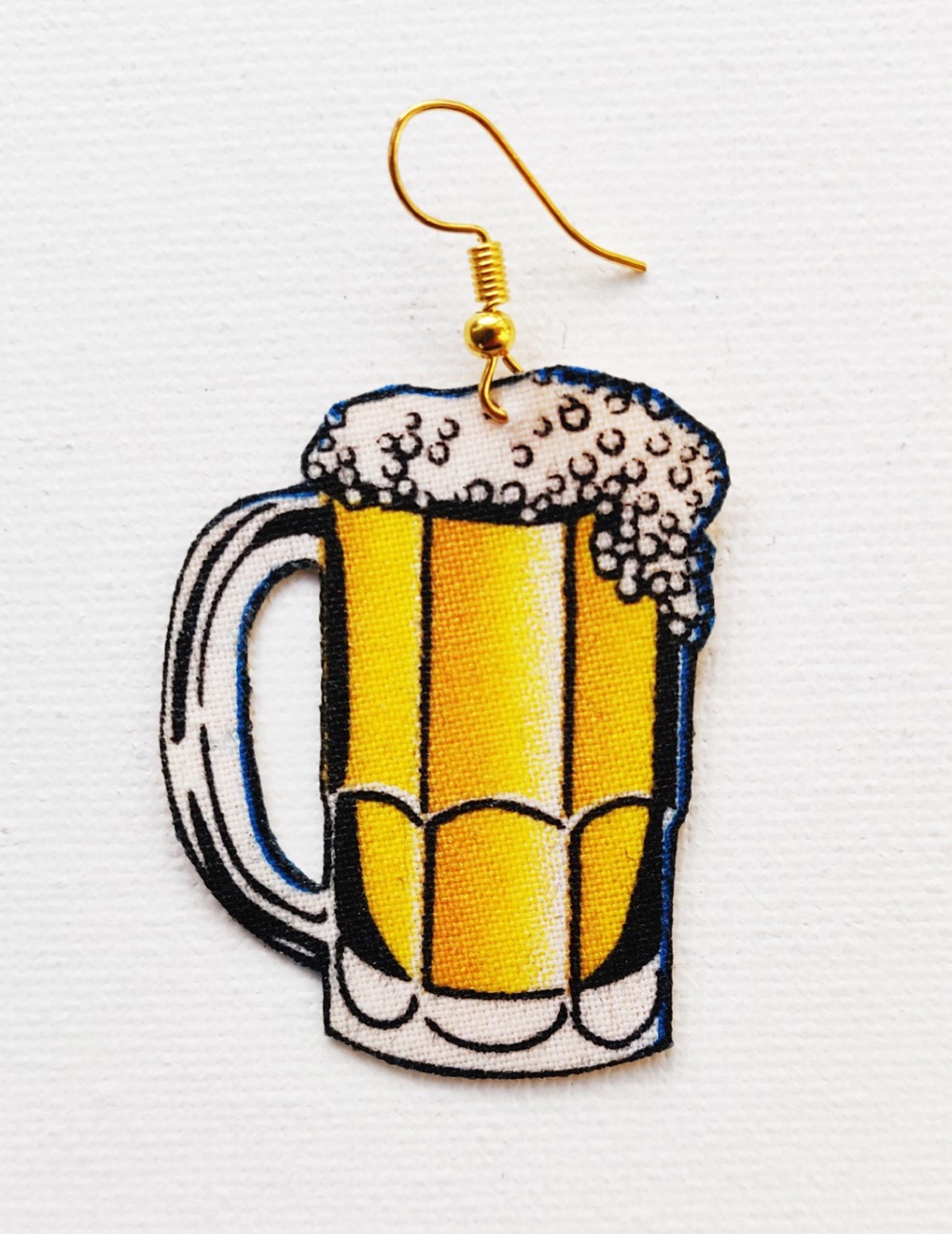 Beer Mug Earrings Beer Fabric Earrings Waitress Gift Beer Etsy UK