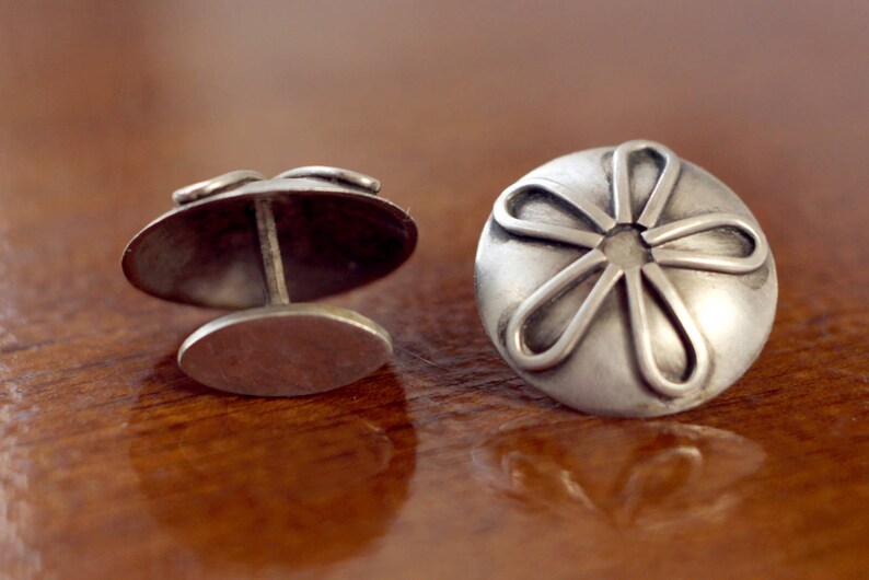 unisex 1960s unique vintage silver cufflinks
