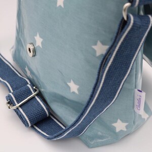 Blue star oilcloth messenger bag. image 3