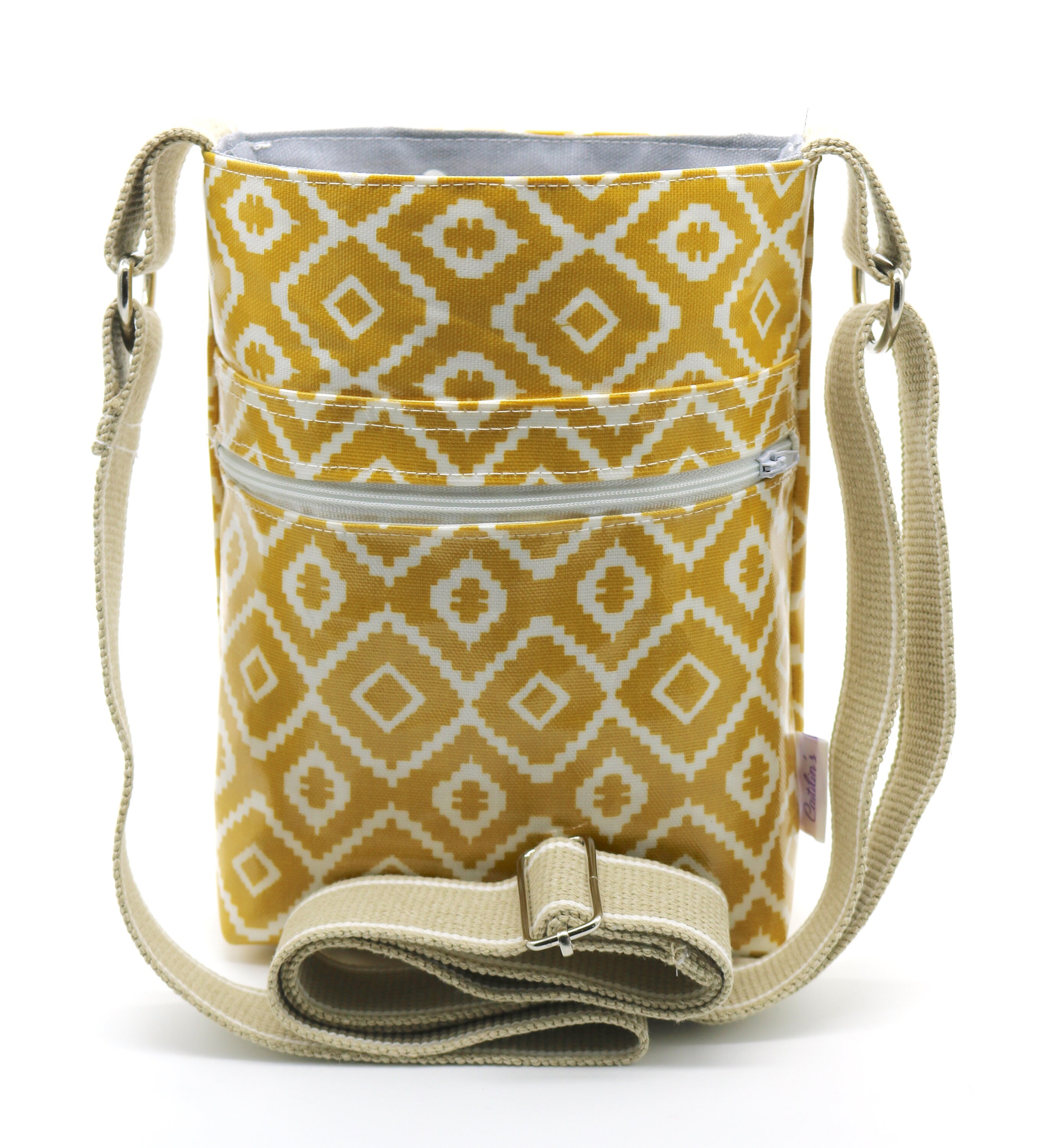 Oilcloth Cross Body Bag in Mustard Colour Aztec Design Etsy UK
