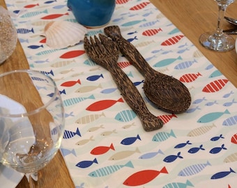 Cotton Table Runner, Unique Handmade Gift Idea, Home Decor. Kitchen decor. Table setting. Shoal design