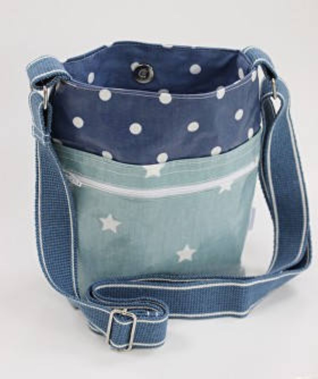 Oilcloth Cross Body Bag. Navy and Teal Star. Perfect Gift. Etsy UK