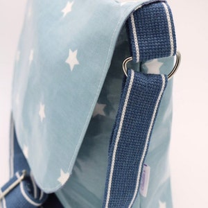 Blue star oilcloth messenger bag. image 6