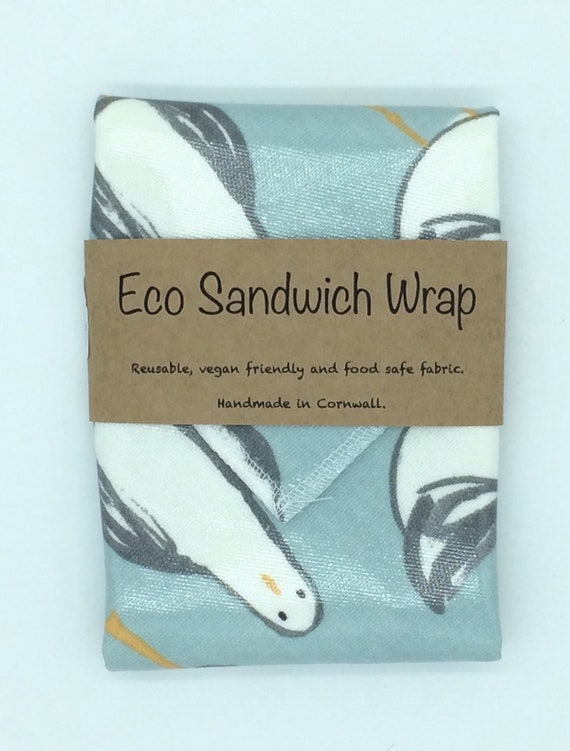 Seagull design Eco Sandwich Wrap. Reusable food wrap. Picnic placemat, lunch wrap, vegan friendly, kids fun food wrap.