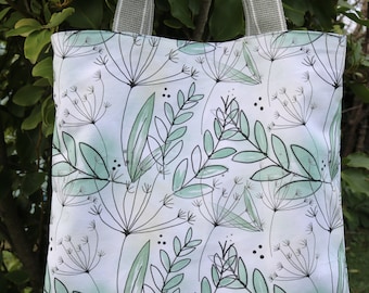 Original Organic Cotton Tote Bag. Meadow design. Gift. Handmade.