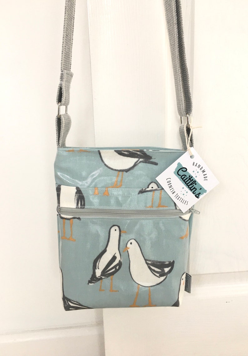 Seagull Design Cross Body Bag. Oilcloth. Waterproof. Gift. Dog Walking. zdjęcie 4
