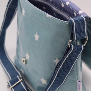 Blue star oilcloth messenger bag. image 2