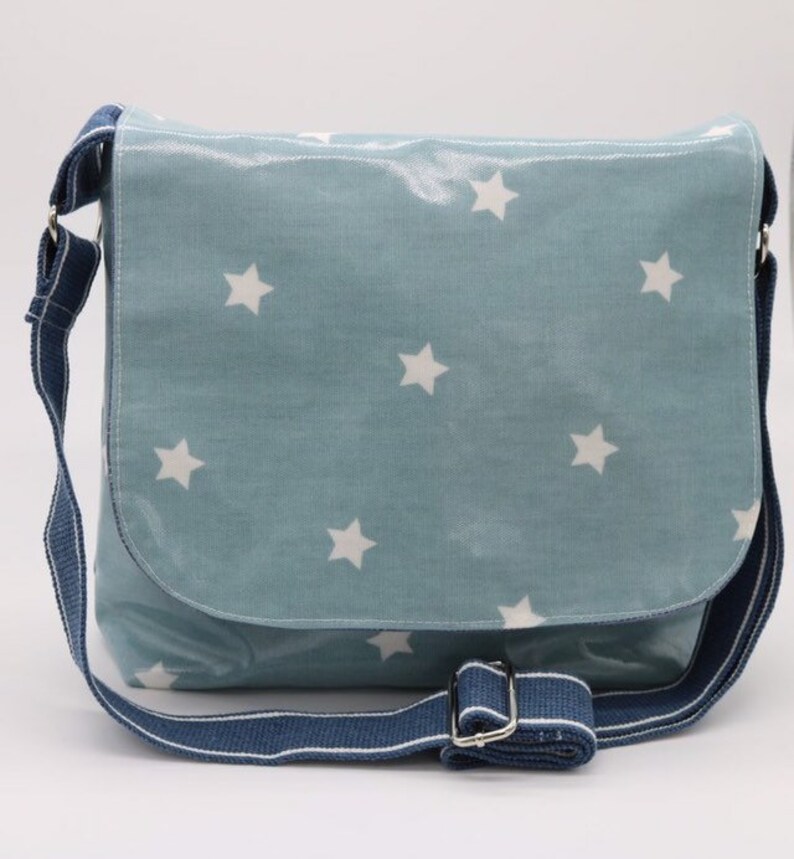 Blue Star Oilcloth Messenger Bag. Etsy UK