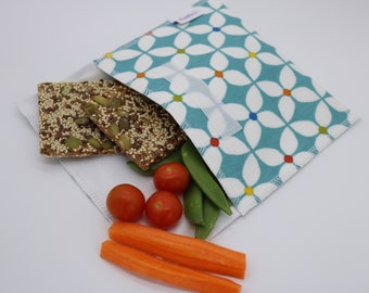 Eco Food, snack, sandwich bag. Vegan friendly and reusable. Various lovely designs available. Washable. Sustainable.