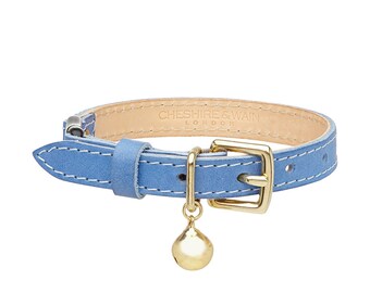 Leather Cat Collar Breakaway Blue Leather Cat Collar With Breakaway Buckle