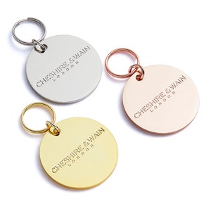 Custom engraved cat I.D tags in gold, rose gold and gold