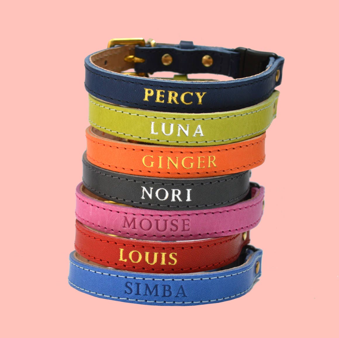 Personalised Luxury Leather Cat Collar with Safety Catch Etsy