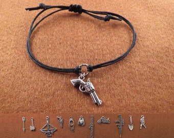 Zombie Apocalypse unisex adjustable looped cord bracelet with the charm of your choice.