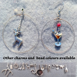 Hannibal hoop earrings with the charm and chain/bead colour of your choice