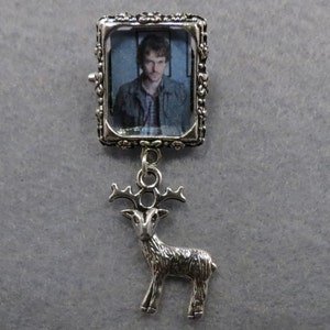 Will Graham picture with charm pin brooch/lapel pin.