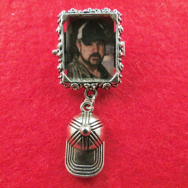 Supernatural Bobby Singer picture with charm pin brooch/lapel pin.