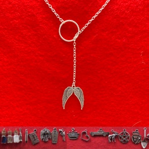 Supernatural inspired lariat necklace with the charm of your choice
