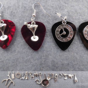 Hannibal guitar pick earrings with the charm of your choice.