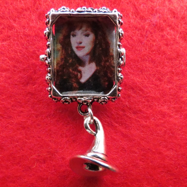 Supernatural Rowena picture with witch's hat pin brooch/lapel pin.