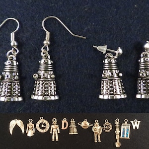 Doctor Who inspired plain earrings with the charm of your choice.