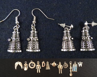 Doctor Who inspired plain earrings with the charm of your choice.