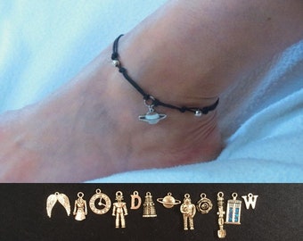 Doctor Who inspired cord anklet with the charm of your choice.