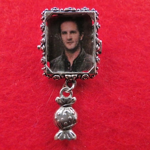 Supernatural angel Gabriel picture with charm pin brooch/lapel pin.