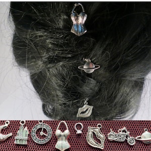 Rocky Horror Show hair spiral with the charm of your choice.