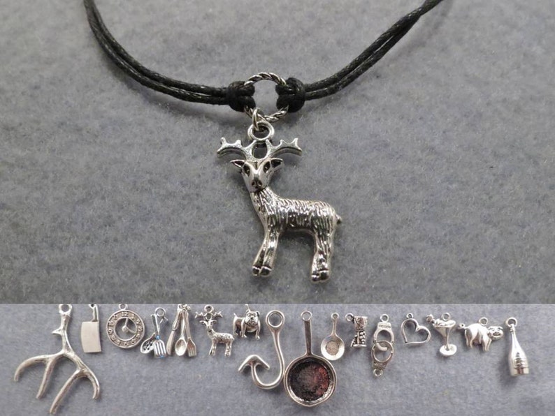 Hannibal unisex simple looped cord necklace with the charm of your choice.