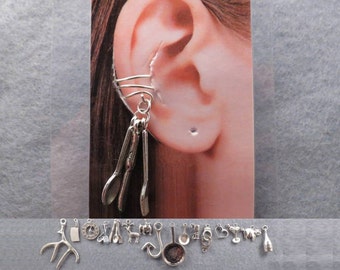 Hannibal simple ear cuff  with the charm of your choice.