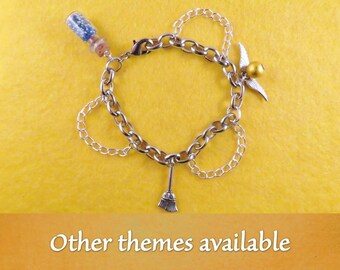 Wizard themed charm and chain bracelet of your choice.