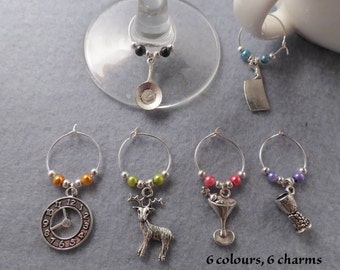 Hannibal wine glass / cup charms (set of 6).