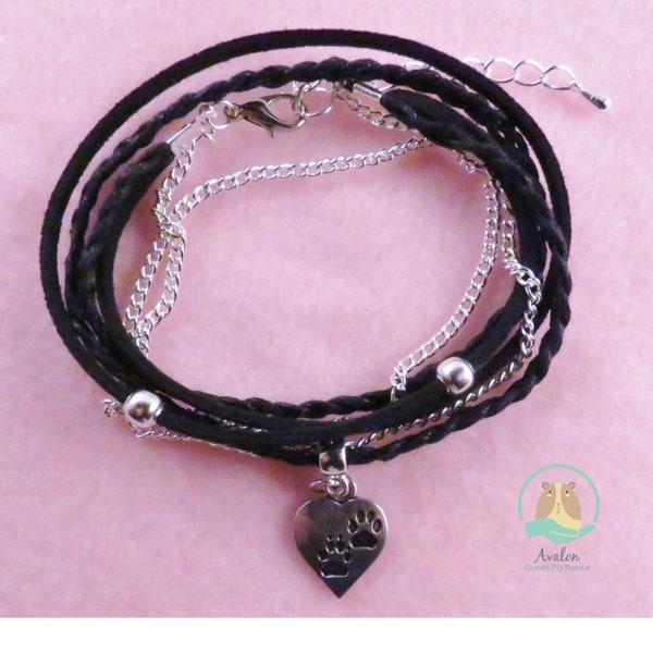 Guinea pig unisex 2 in 1 wrap bracelet / necklace with the charm of your choice.