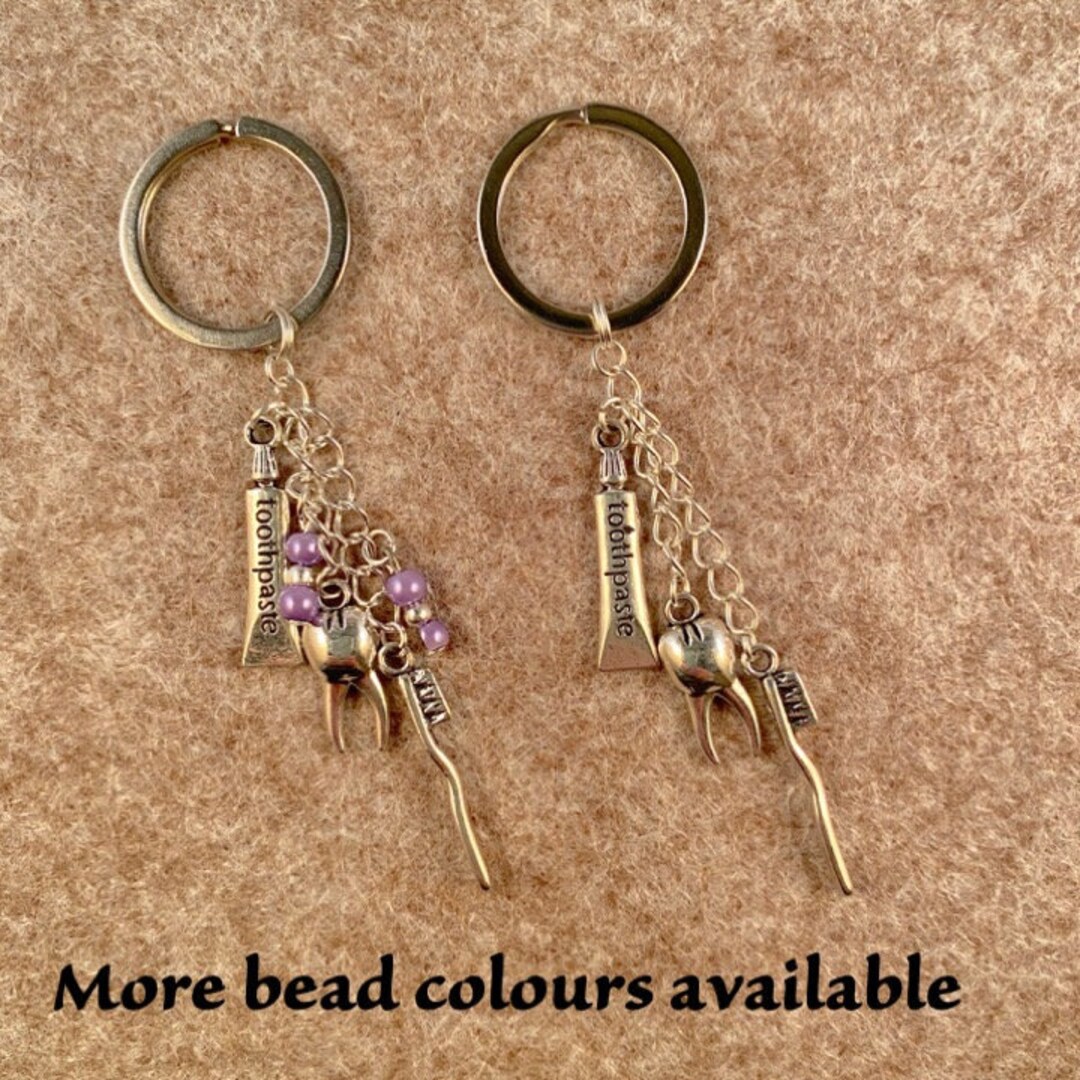 Dentist Themed Keyring Available With or Without Beads more Etsy