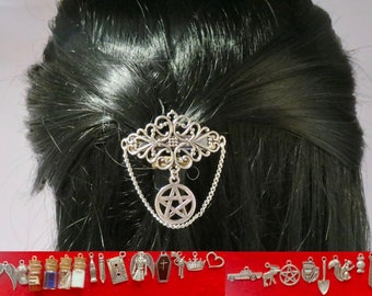 Supernatural  40 mm filigree barrette with the charm of your choice.