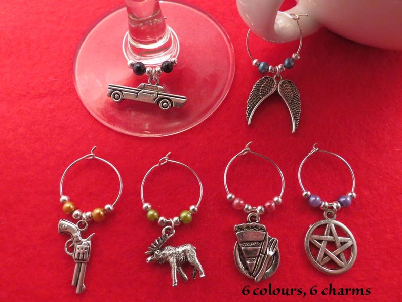 Supernatural Wine Glass / Cup Charms set of 6. - Etsy UK