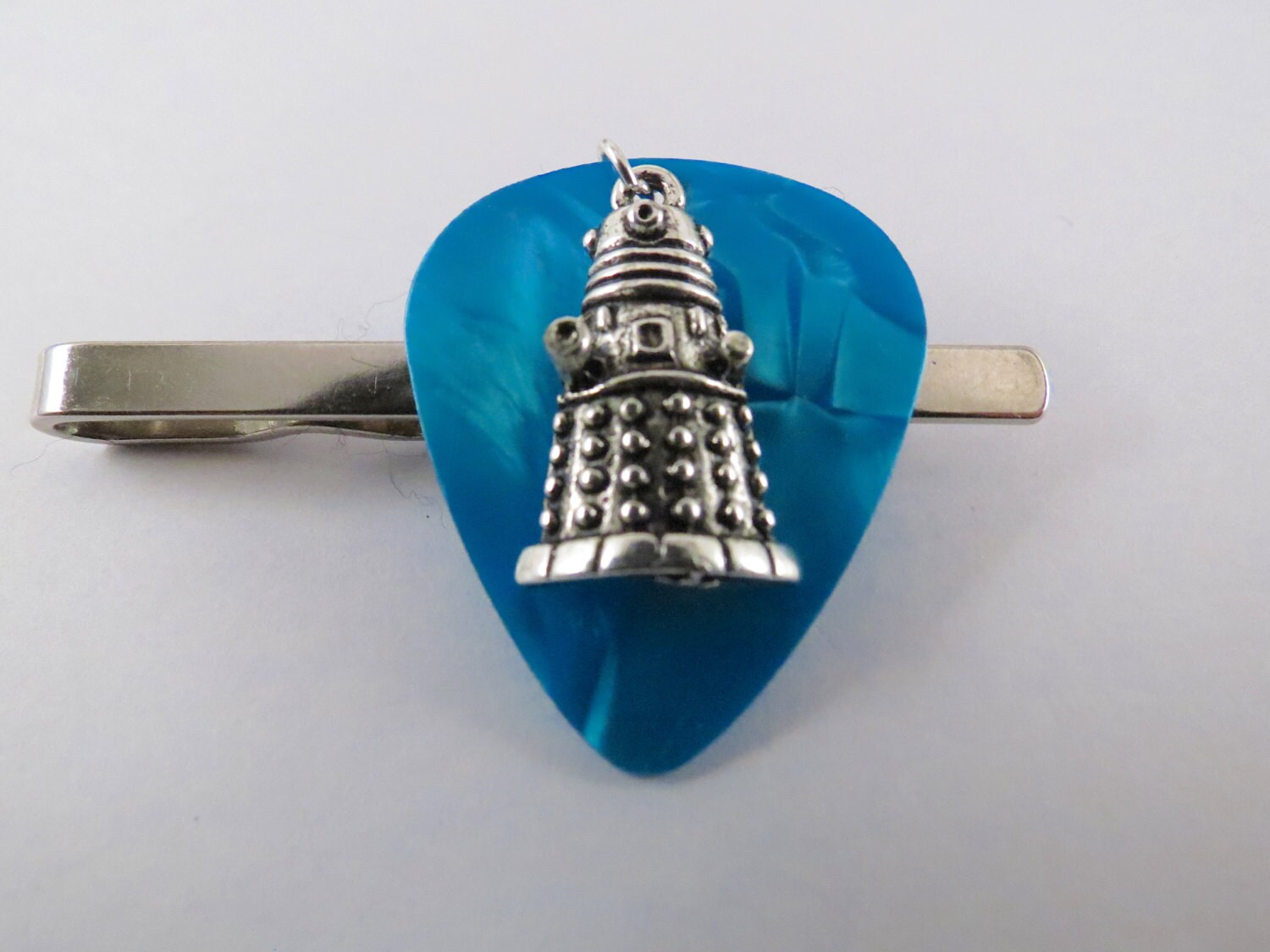 Doctor Who guitar pick tie bar with the charm of your choice. Etsy