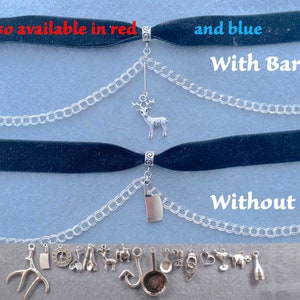 Hannibal velvet and chain choker with the charm of your choice (with or without bar) - other velvet colours available.