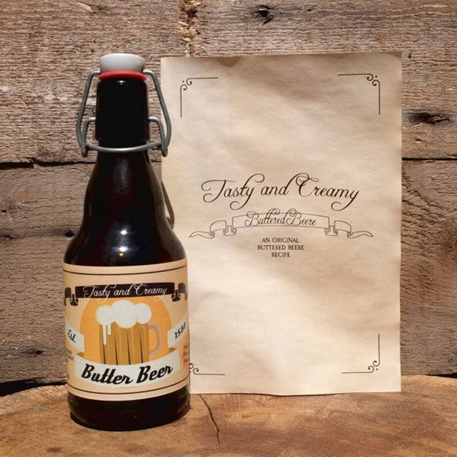 ButterBeer Bottle with butter beer recipe Magical Glassware Etsy